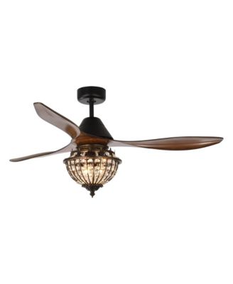 52-inch Traditional 3-Blade Reversible Crystal Ceiling Fan with Remote
