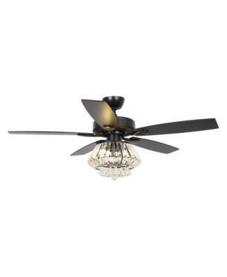 52" Modern Downrod Mount Crystal Ceiling Fan with Light and Remote Control