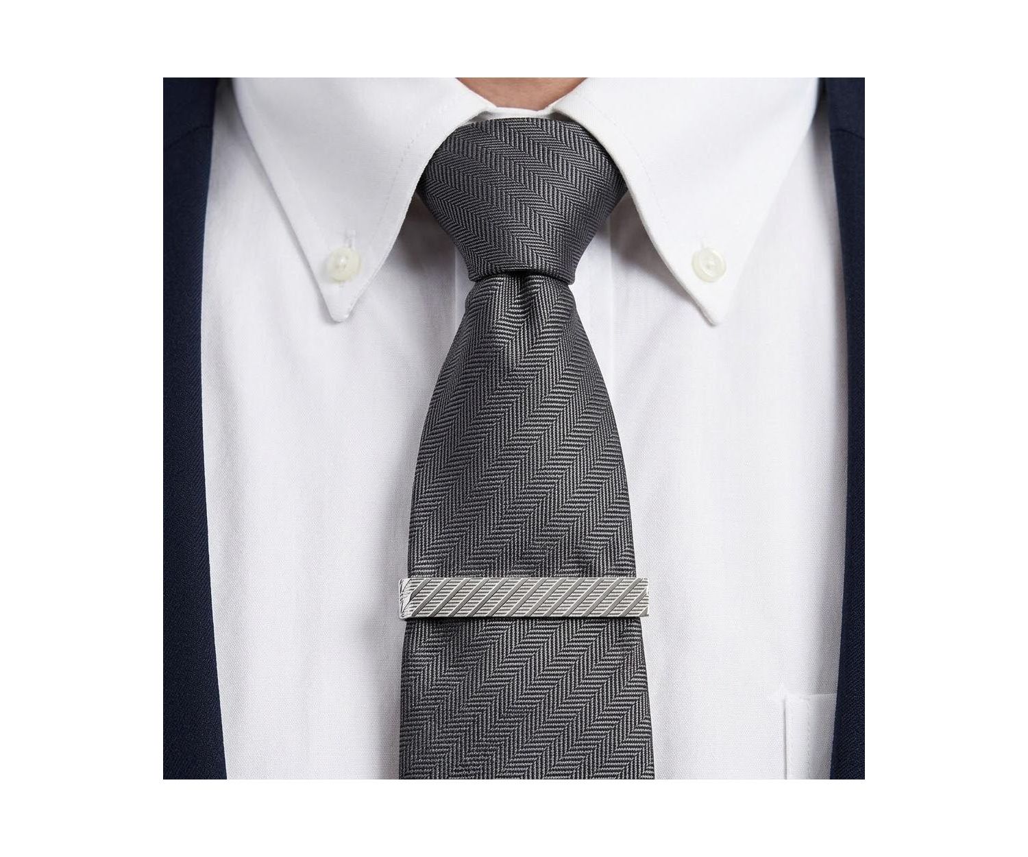 Men's Diagonal Textured Wide Tie Bar