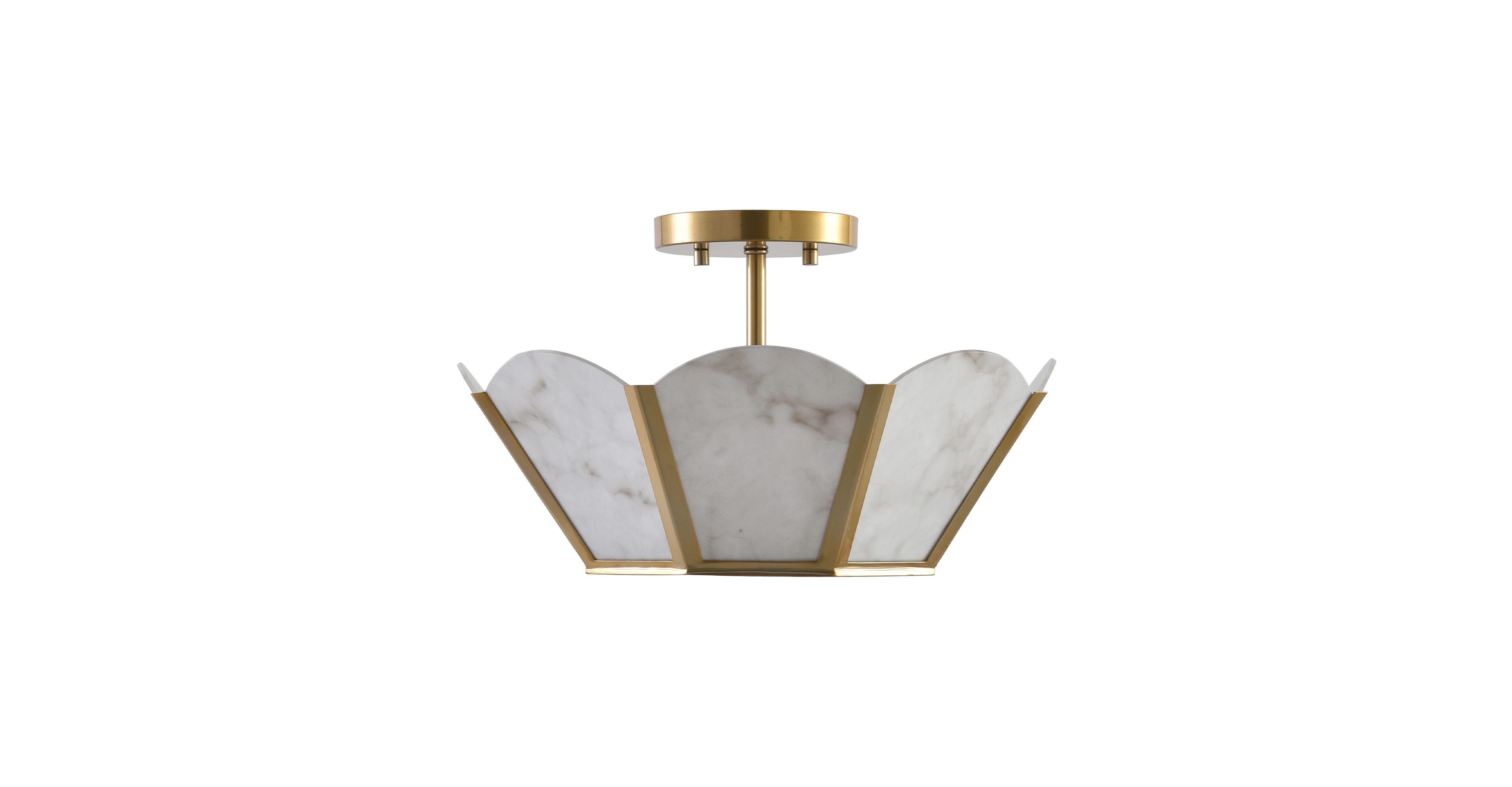 Parrot Uncle 15" Modern Glass Art Deco Caged Semi Flush Mount Ceiling Light with Scalloped Glass Shade