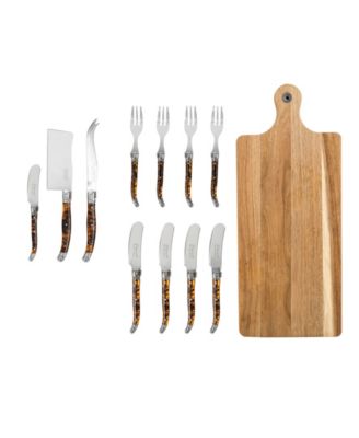 Laguiole 12-Piece Tortoise Shell Charcuterie Set with Wood Board