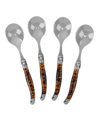 Laguiole Tortoise Shell Soup Spoons, Set of 4