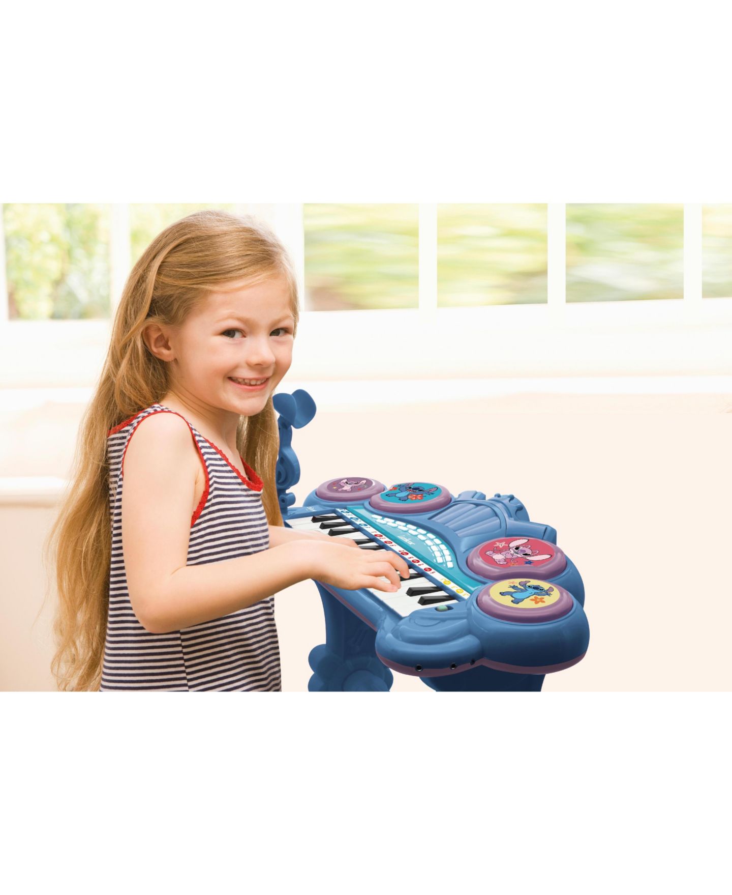 Электронный синтезатор Disney Stitch с 24 светящимися клавишами и микрофоном, от 3 лет — фото 3