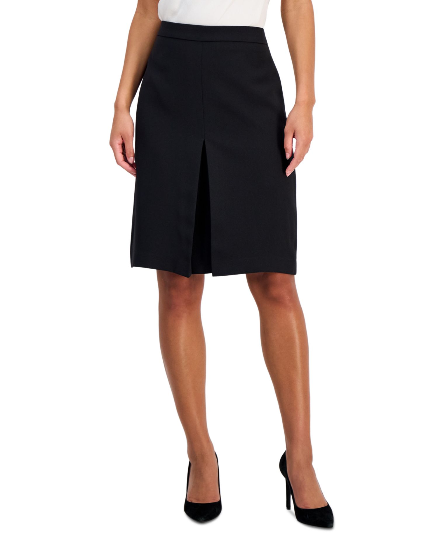 Women's Pleat-Front Crepe A-Line Skirt