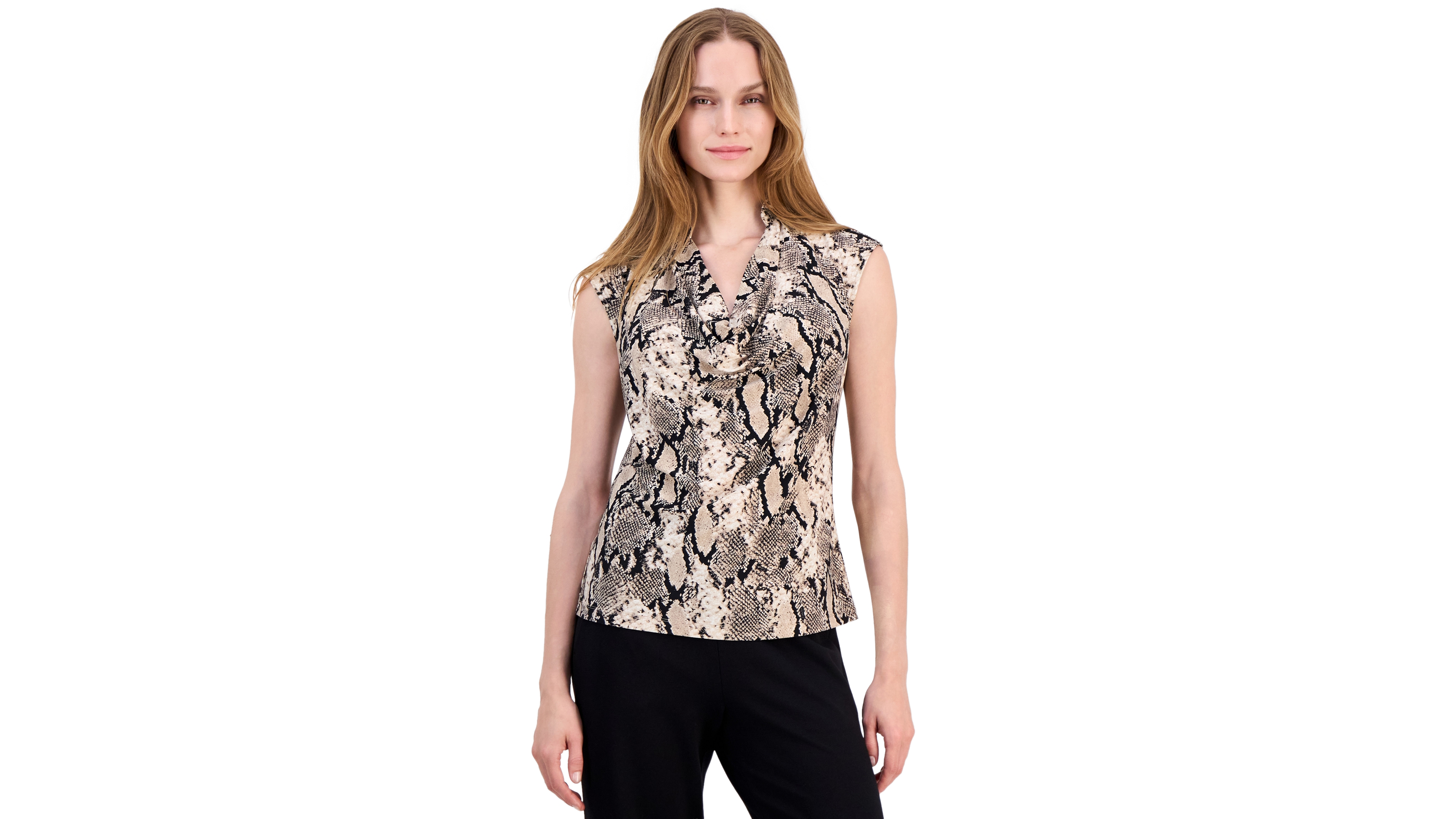 Anne Klein Petite Sleeveless Cowl Neck Knit Top