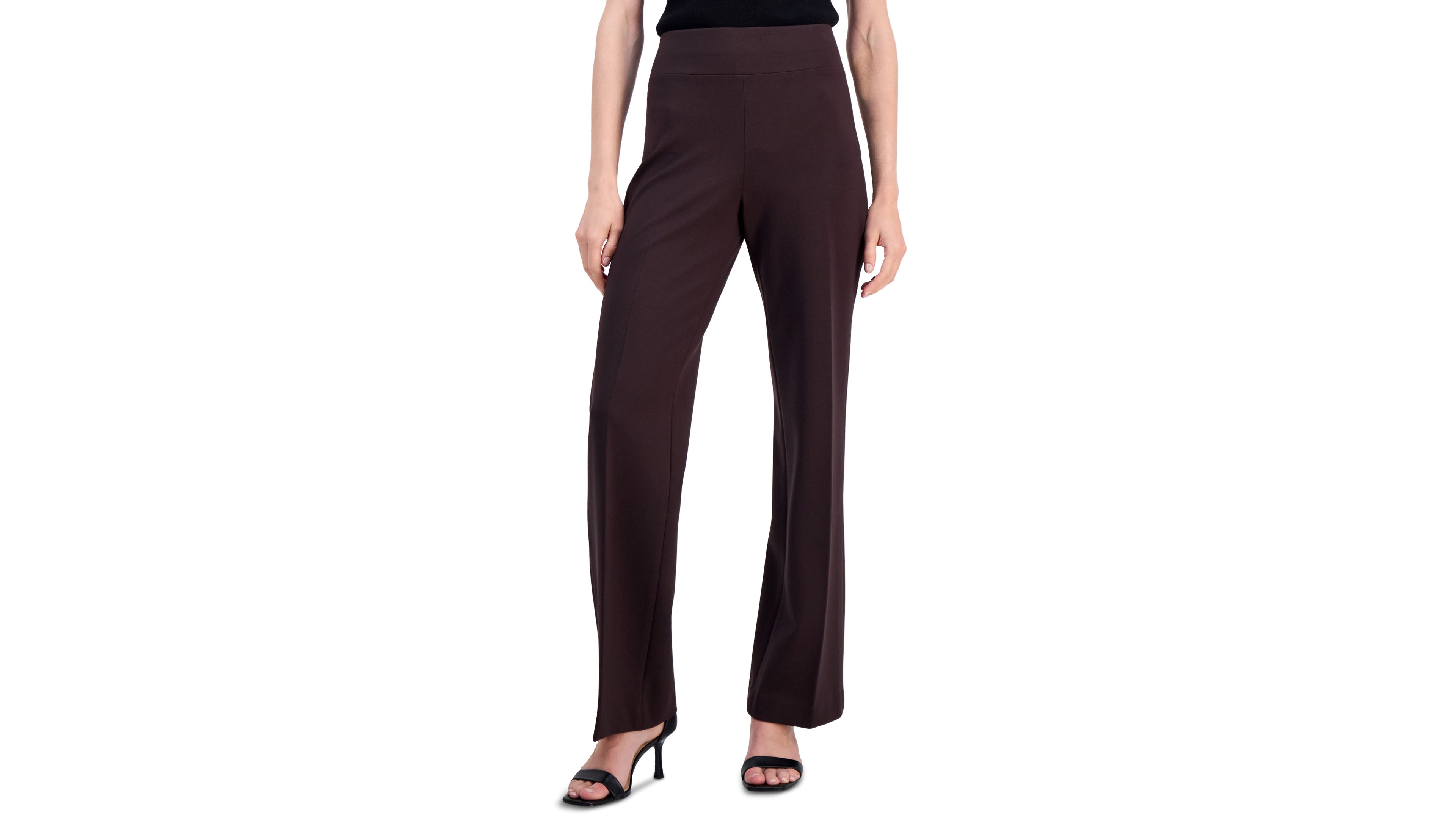 Anne Klein Womens High Rise Pull On Wide Leg Pants