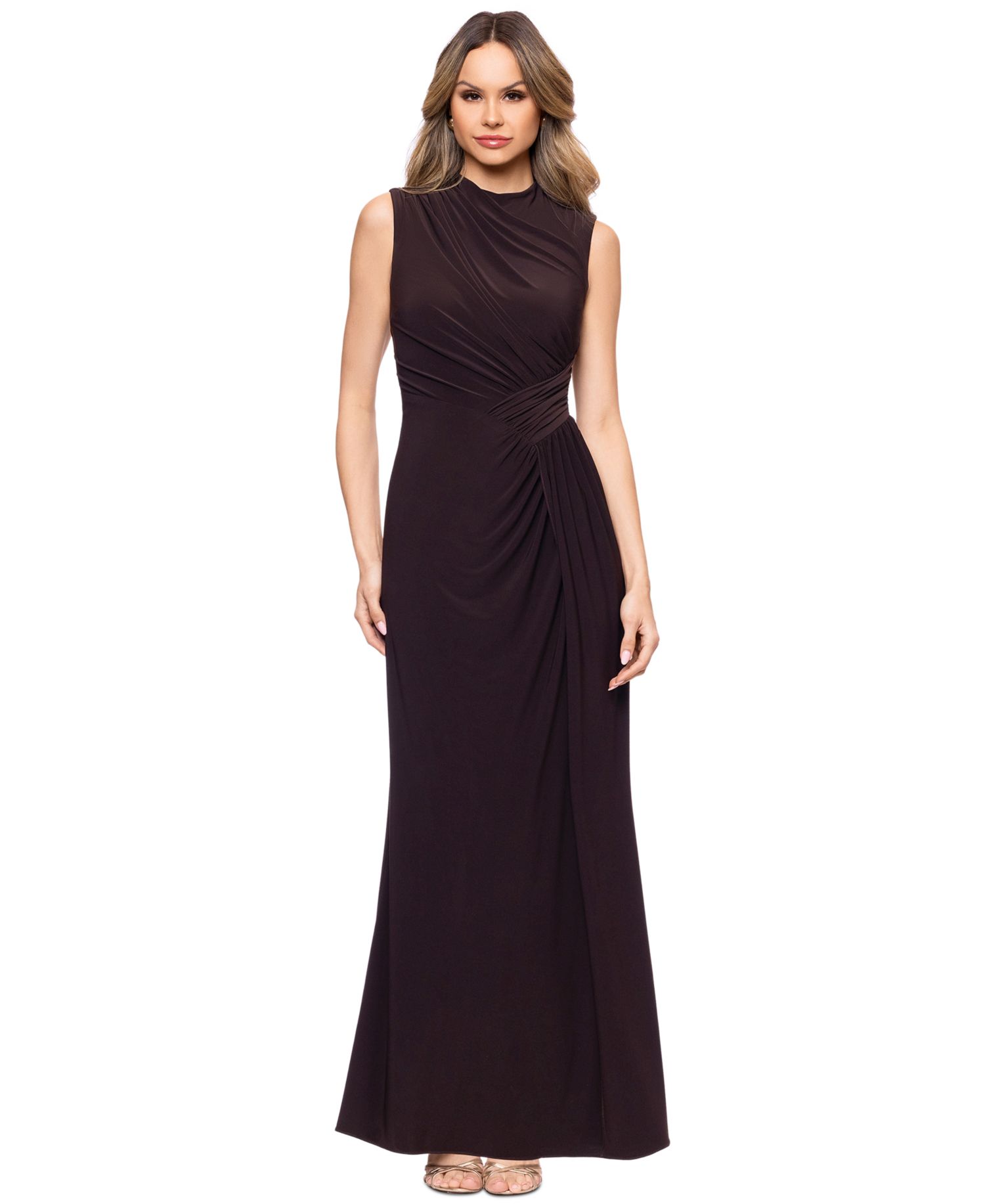 Petite Sleeveless Mock-Neck Ball Gown