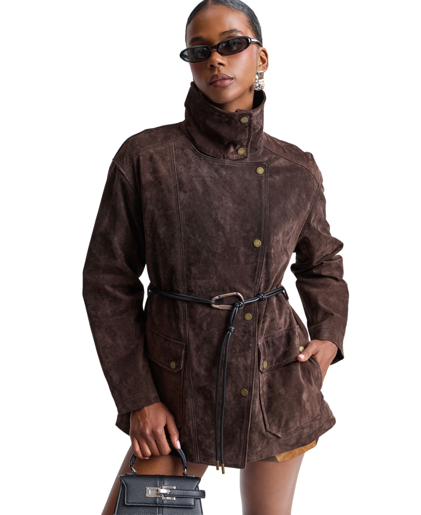 Женская куртка Avec Les Filles Belted Suede, цвет: Коричневый — фото 1