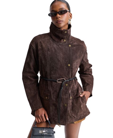 Женская куртка Avec Les Filles Belted Suede, цвет: Коричневый