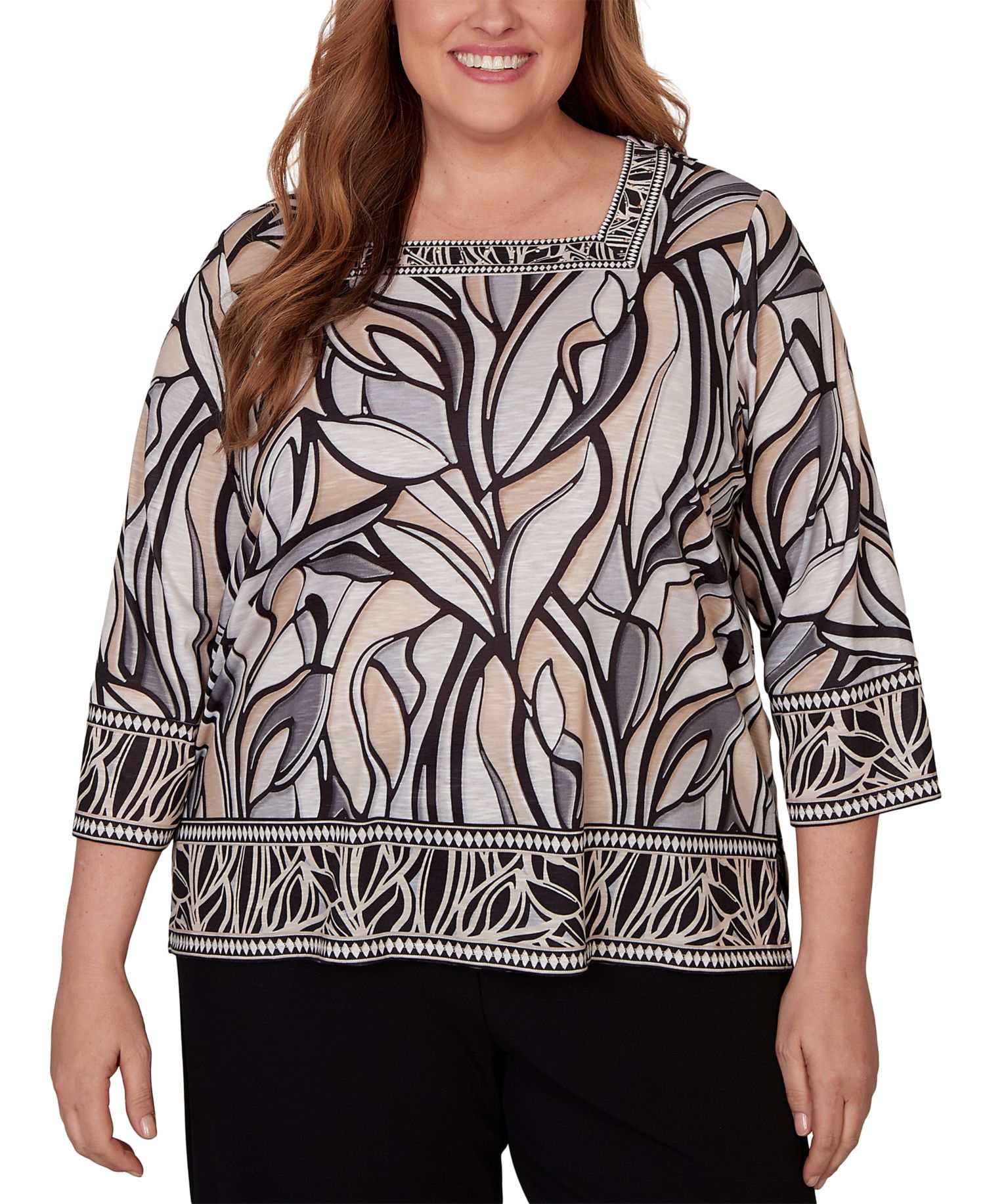 Plus Size Stained Glass Border Trim Top