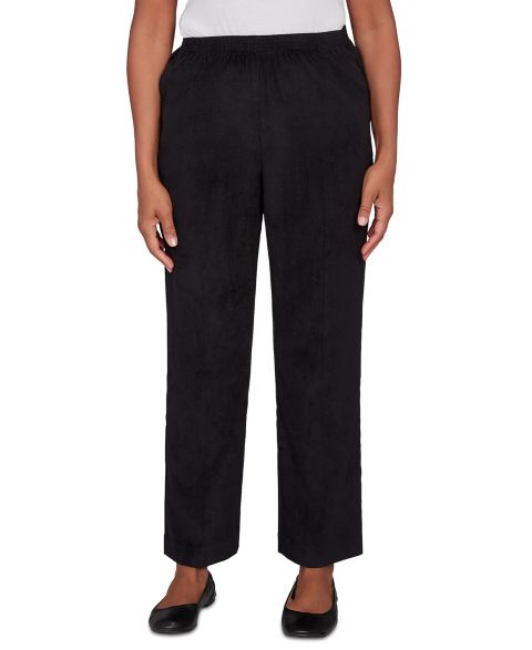 Женские брюки Alfred Dunner Petite Corduroy Elastic Waistband, цвет: Чёрный