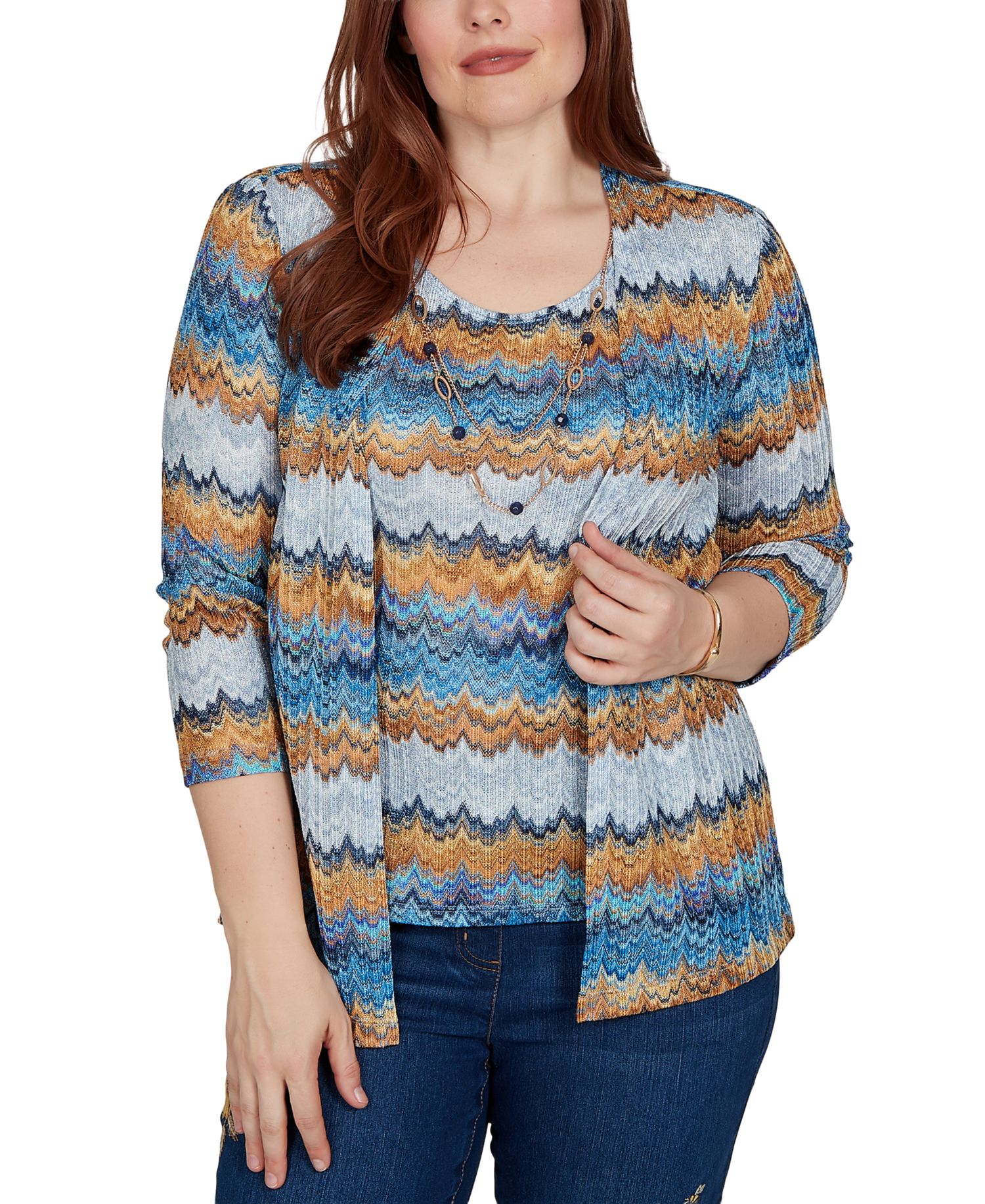 Women's Shawl-Collar 3/4-Sleeve Top