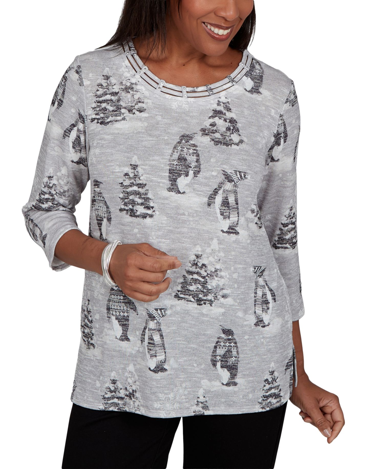 Women's Classic Penguins And Trees Knit Top