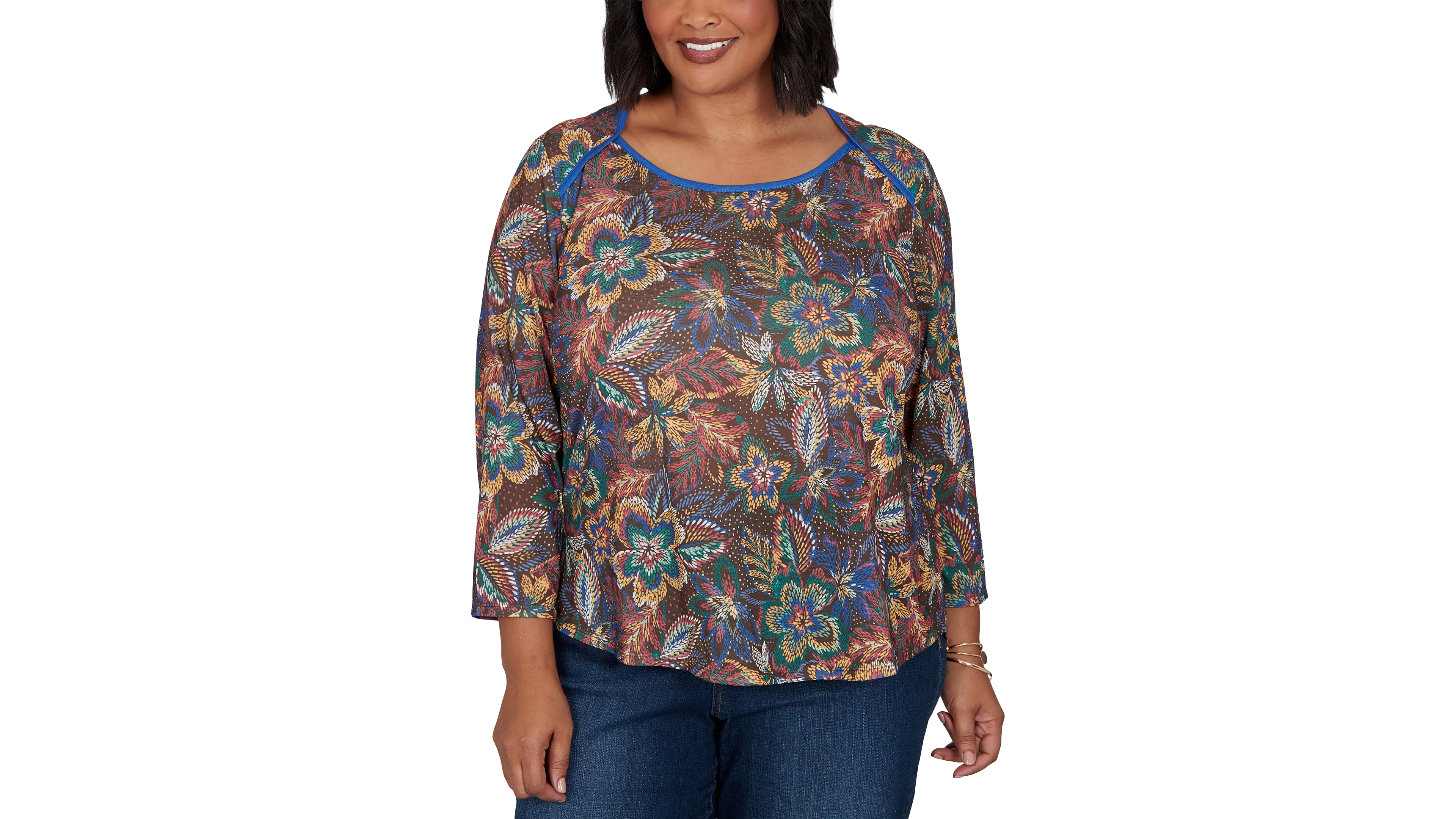 Ruby Rd. Plus Size Textured Floral Print Knit Top
