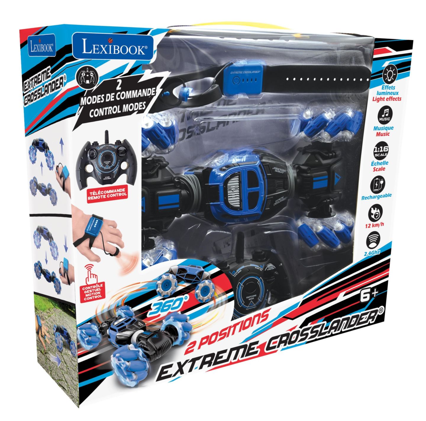 Детская игрушка Lexibook Extreme Crosslander Gesture-Control Off-Road Rechargeable Remote Control Car, цвет: Синий — фото 8