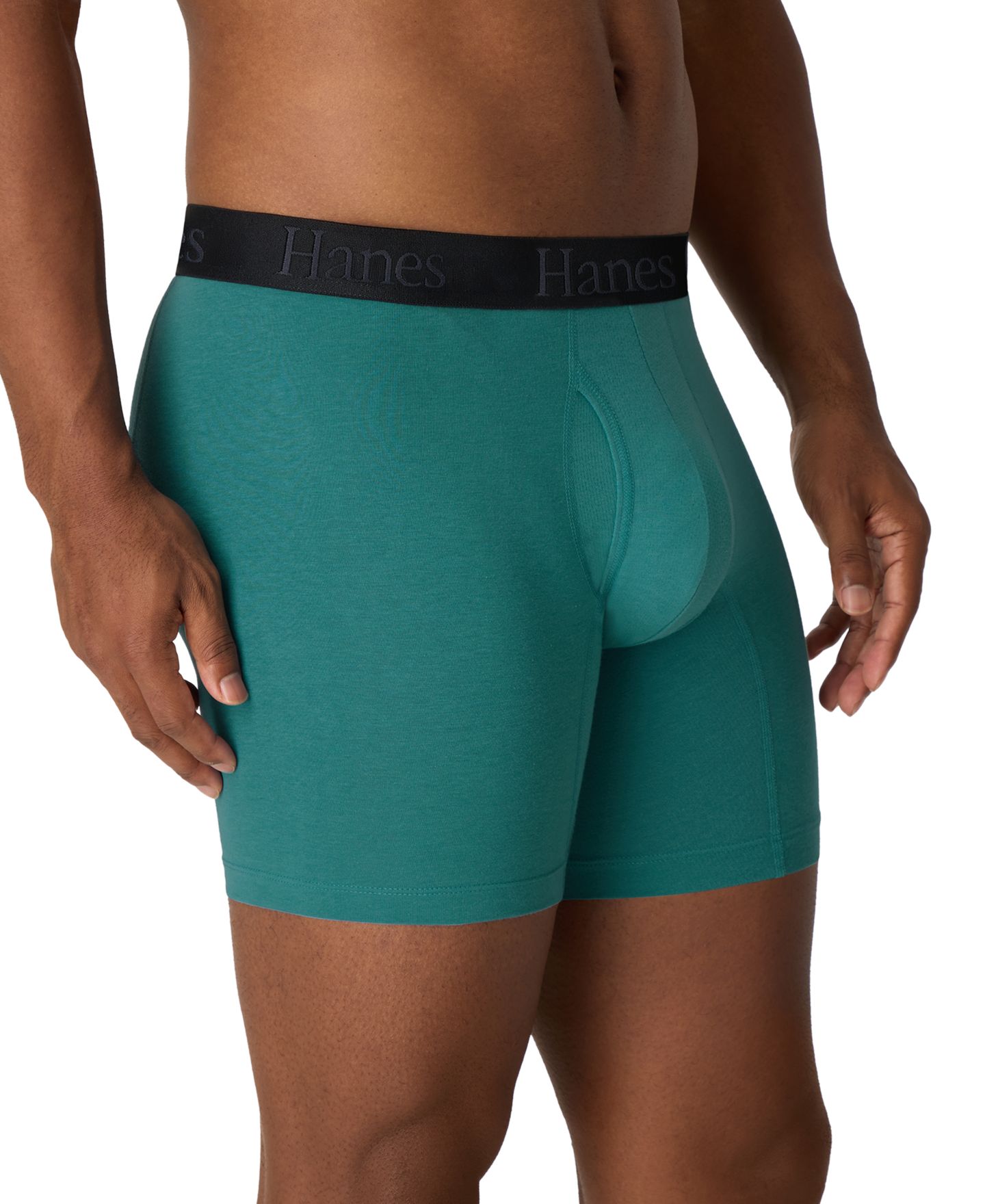 Мужские эластичные трусы-боксеры Hanes Ultimate из хлопковой смеси, набор из 3 шт, цвет: Серый / Синий — фото 2