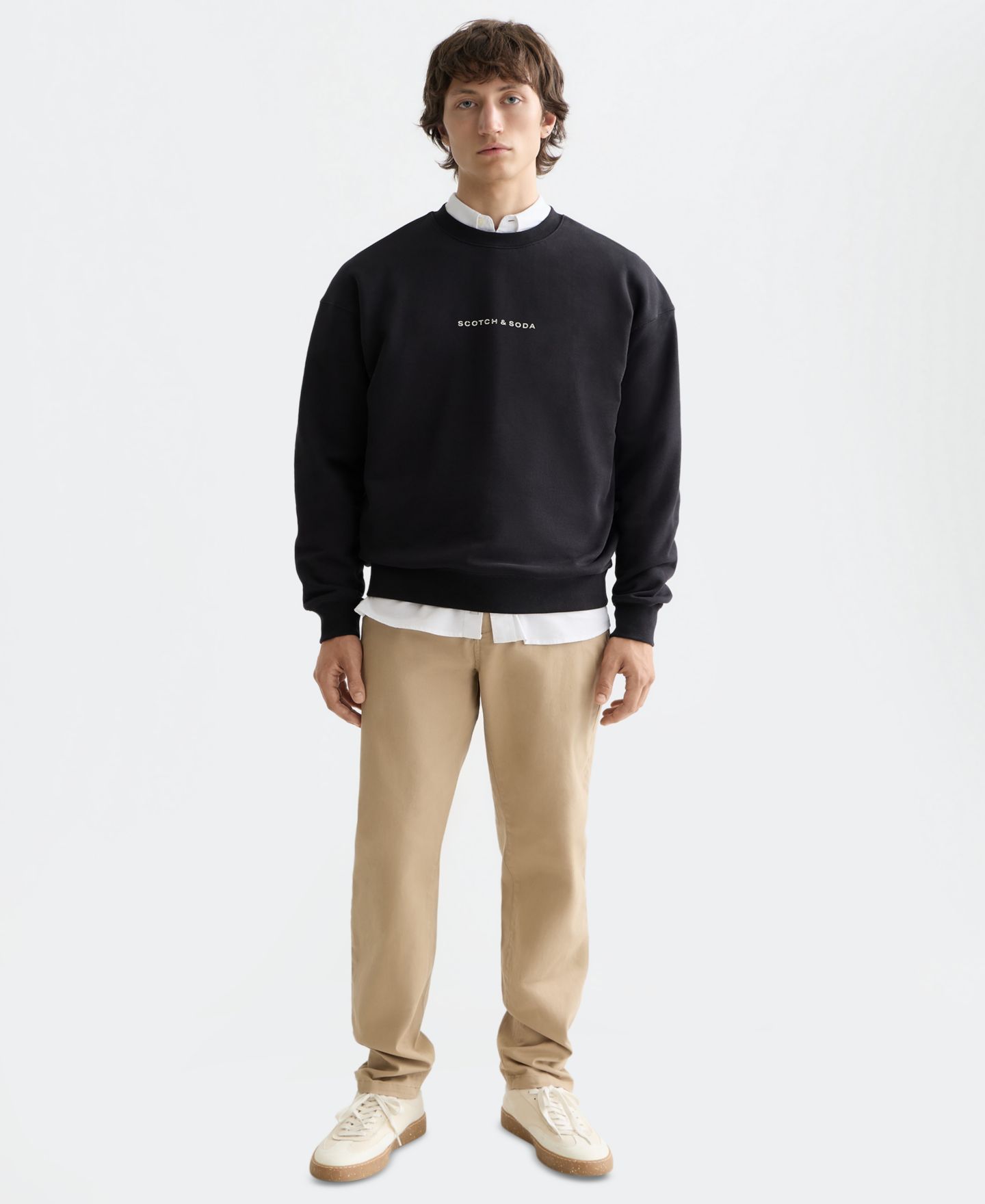 Мужской свитшот Scotch & Soda с логотипом и круглым вырезом, цвет: Чёрный — фото 2