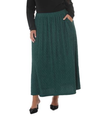 Plus Size Polka Dot Rhinestone Maxi Skirt