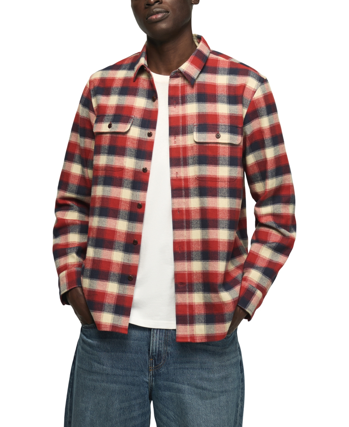Lucky Brand Men's Cloud Soft Plaid Flannel Long Sleeve Shirt