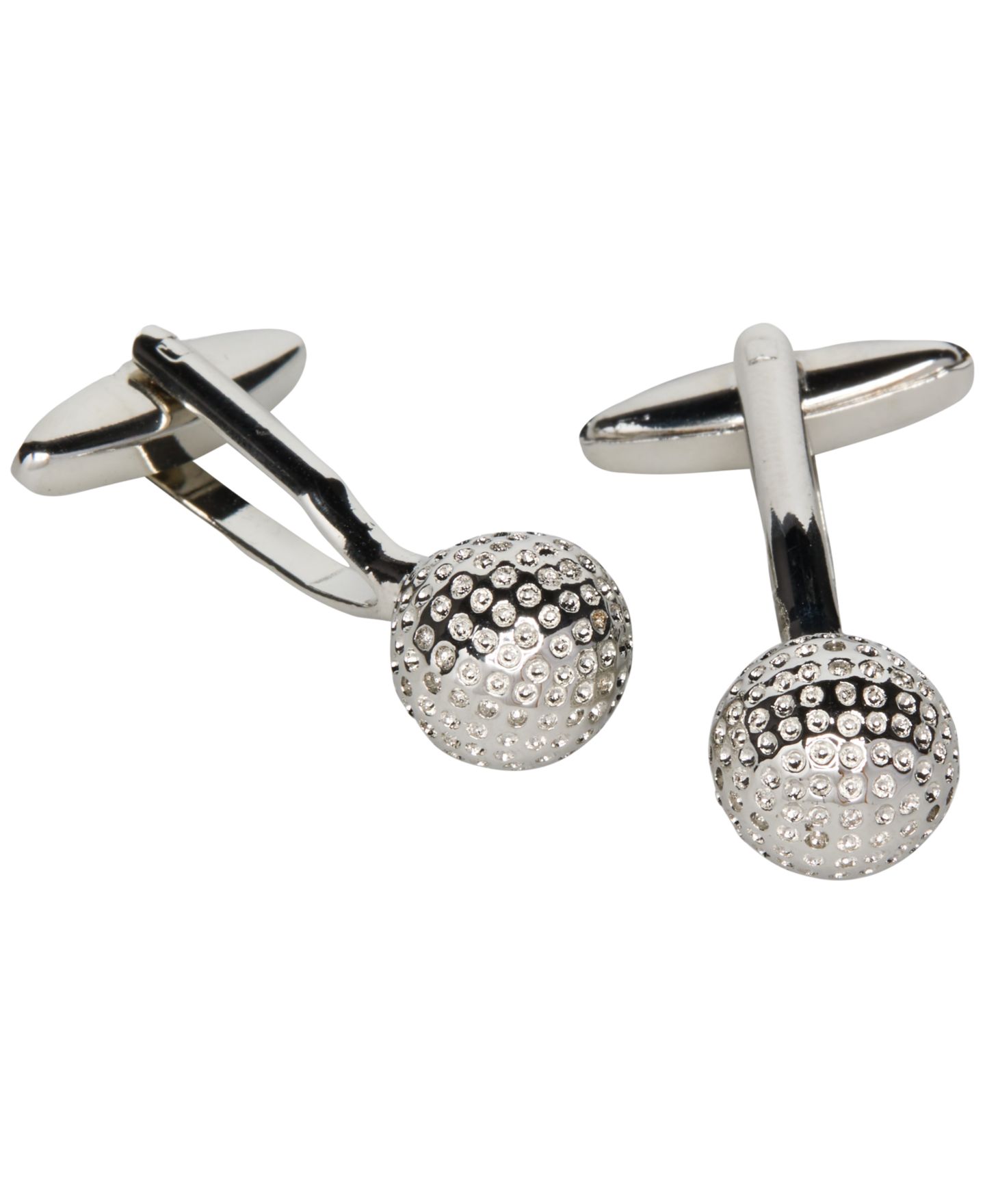 Мужские запонки Perry Ellis Portfolio Silver-Tone Golf Ball Cufflinks, цвет: Серебряный — фото 1