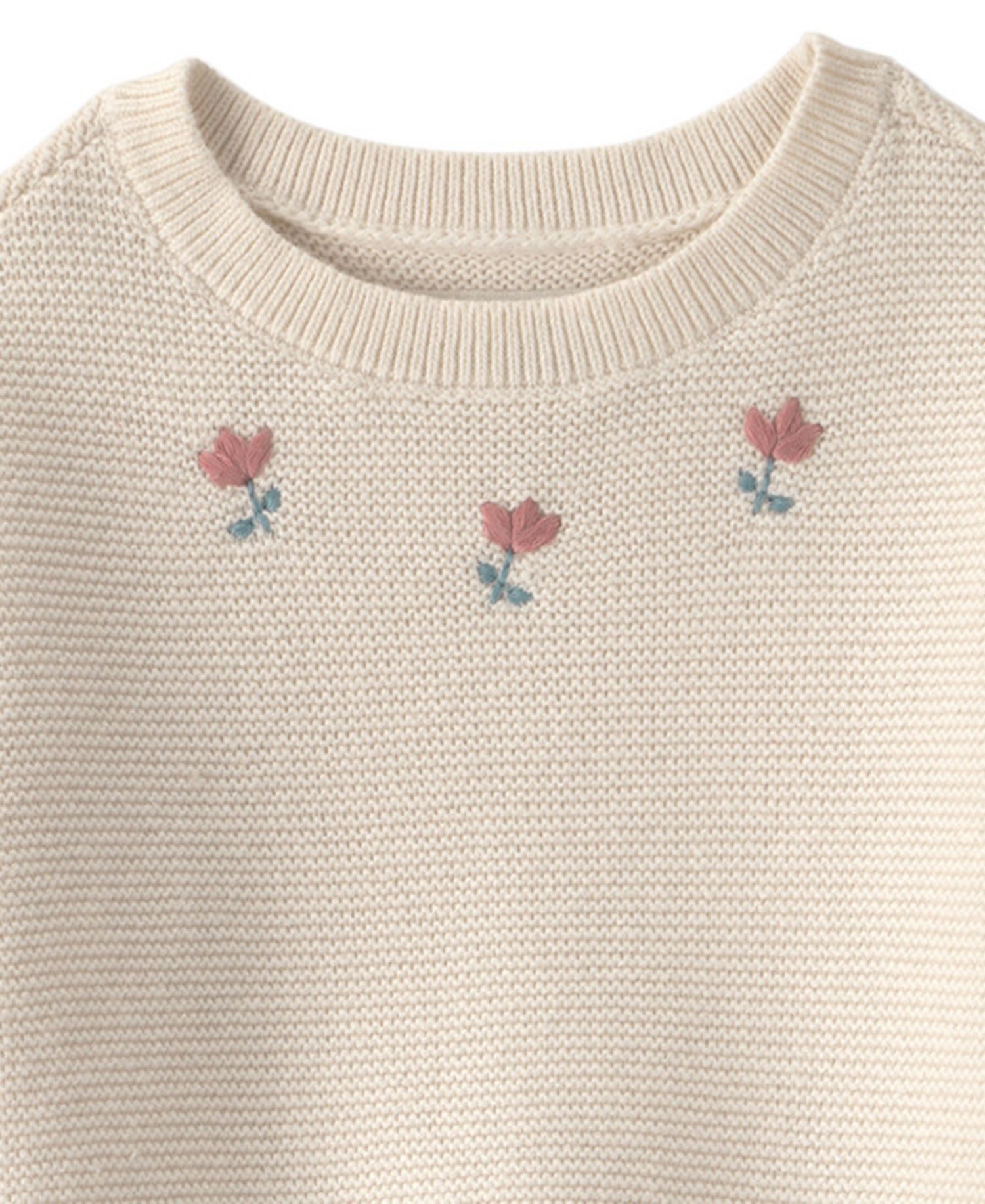 Baby Girls' Sweater Knit Floral-Embroidered Sweater and Pants, 2-Piece Set