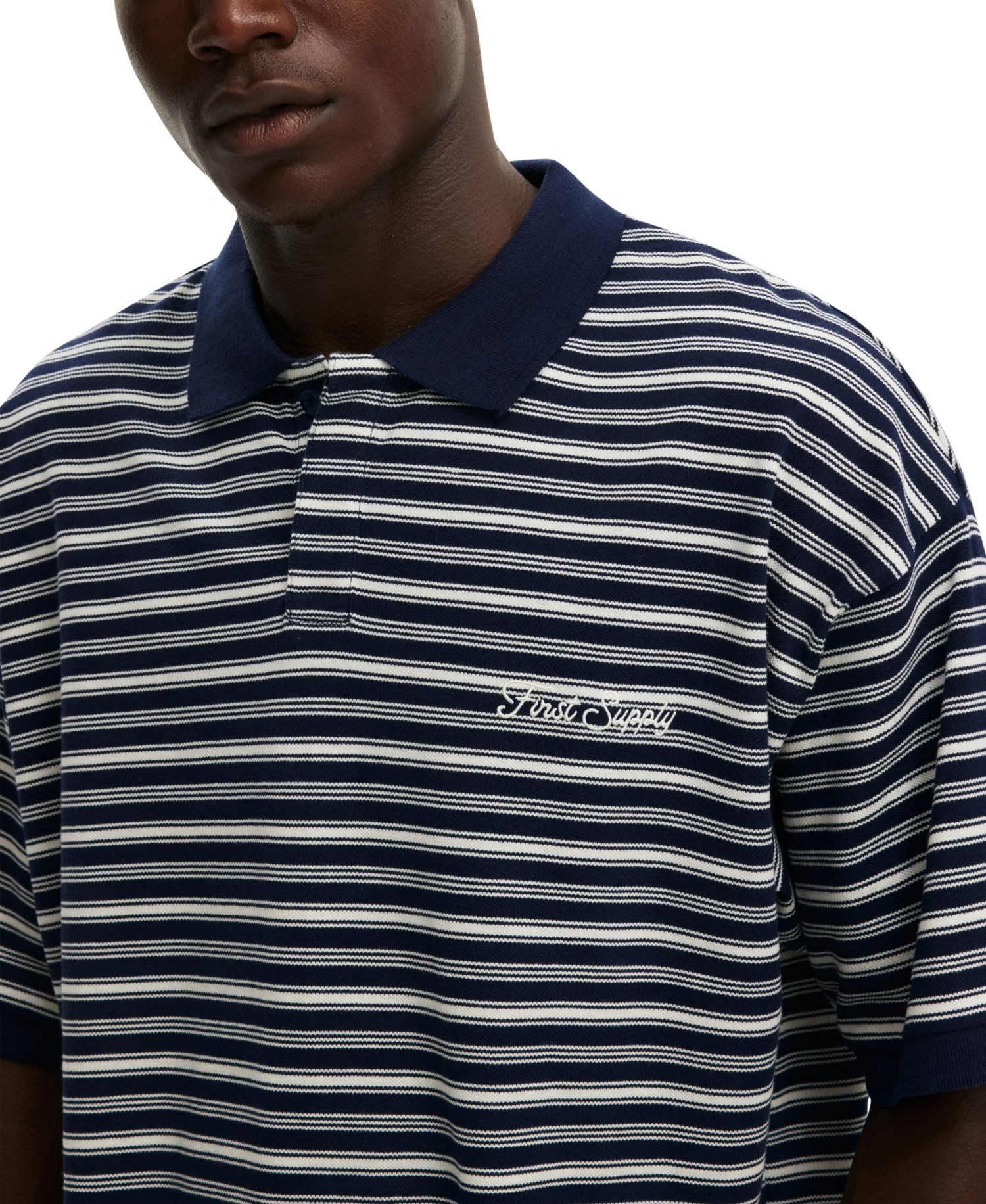 Men's Box Fit Regular-Fit Striped Polo Shirt