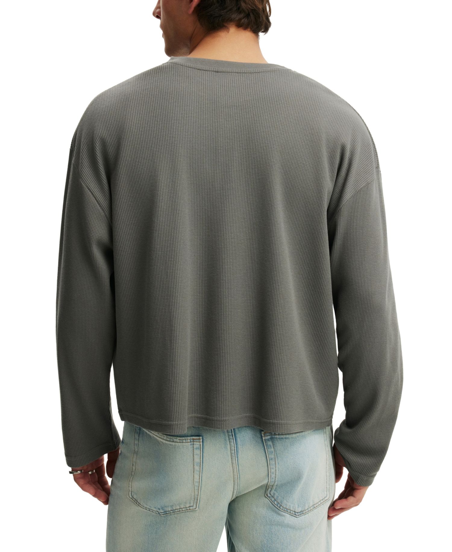 Men's Relaxed-Fit Waffle-Knit Long-Sleeve Henley