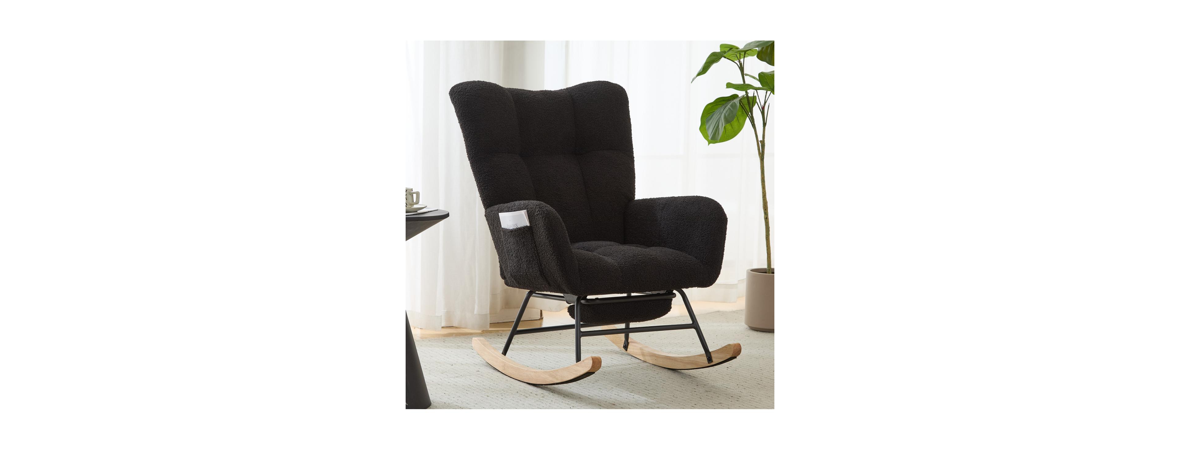 Streamdale Furniture Teddy Wingback Glider Rocker and Ottoman Set with Storage Pocket