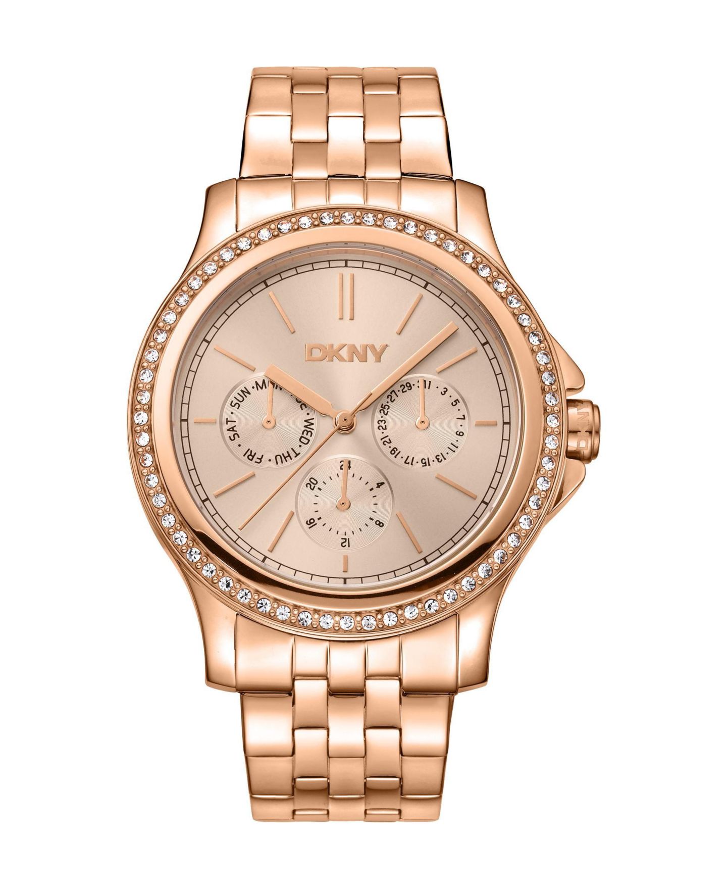 Женские часы DKNY Quartz Evening Stainless Steel Bracelet Watch, 40mm, цвет: Розовый — фото 1