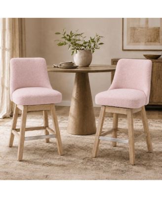 360S wivel Boucle Counter Stools with Backs, Set of 2