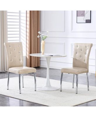 Set of 2 Vintage Crocodile Leather Cushioned Dining Chairs