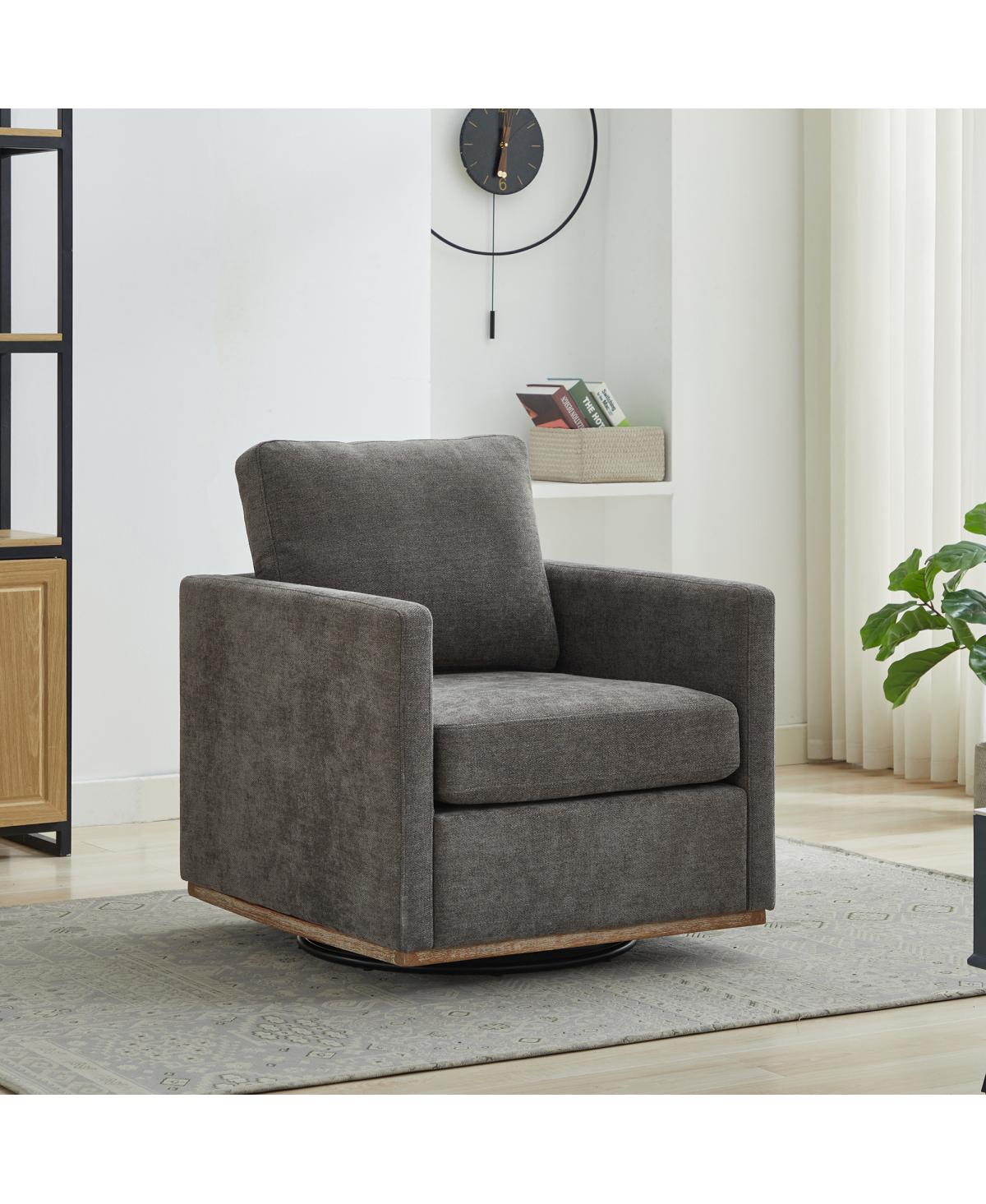 Streamdale Furniture 30.7" Swivel Upholstered Accent Chair with Wooden Base