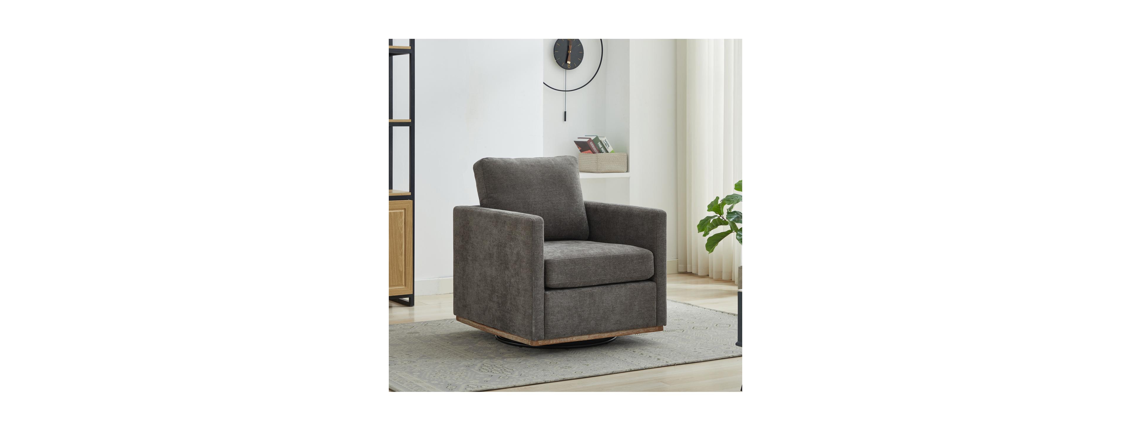Streamdale Furniture 30.7" Swivel Upholstered Accent Chair with Wooden Base