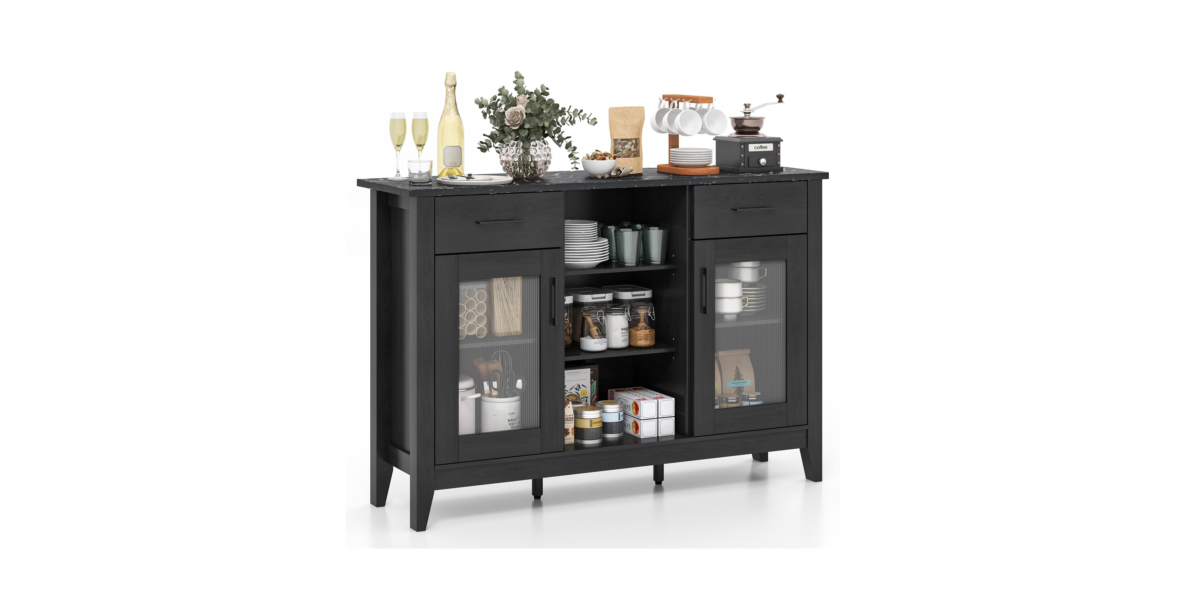 Mecale Sideboard Buffet Cabinet with 2 Drawers and 4 Adjustable Shelves