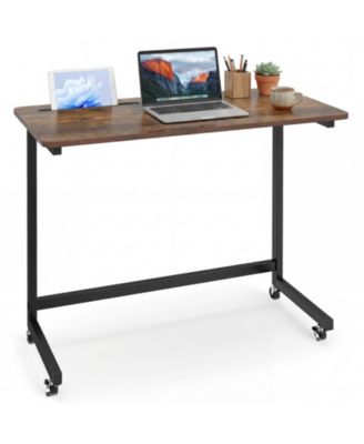Mobile Side Table Rolling Laptop Desk Cart with Tablet Slot