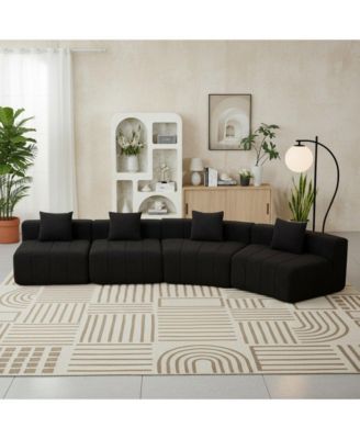 Modular Curved Sectional Sofa, Chenille Circular Sofa with 4 Pillows, No Assembly Required Cloud Couch for Living Room and Office