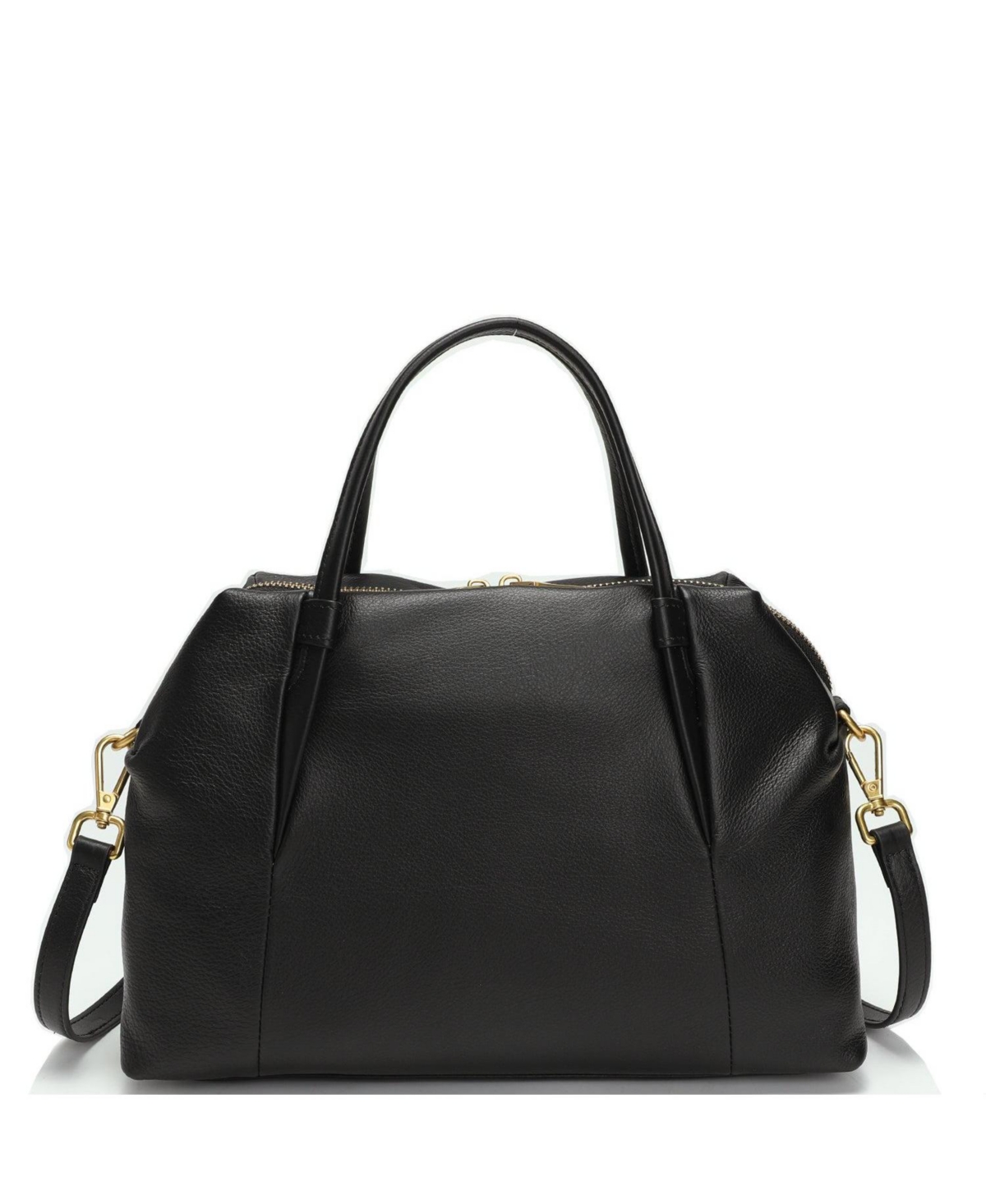 Susu Women's Ava Pebbled Leather Satchel Bag Top Handle Crossbody Purse Structured Medium Everyday Tote with Shoulder Strap - Black