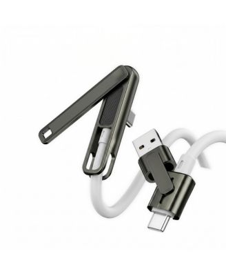 100W Fast-Charging Cable with Foldable Stand, Liquid-Silicone, Compatible with iPhone, Samsung, and Android