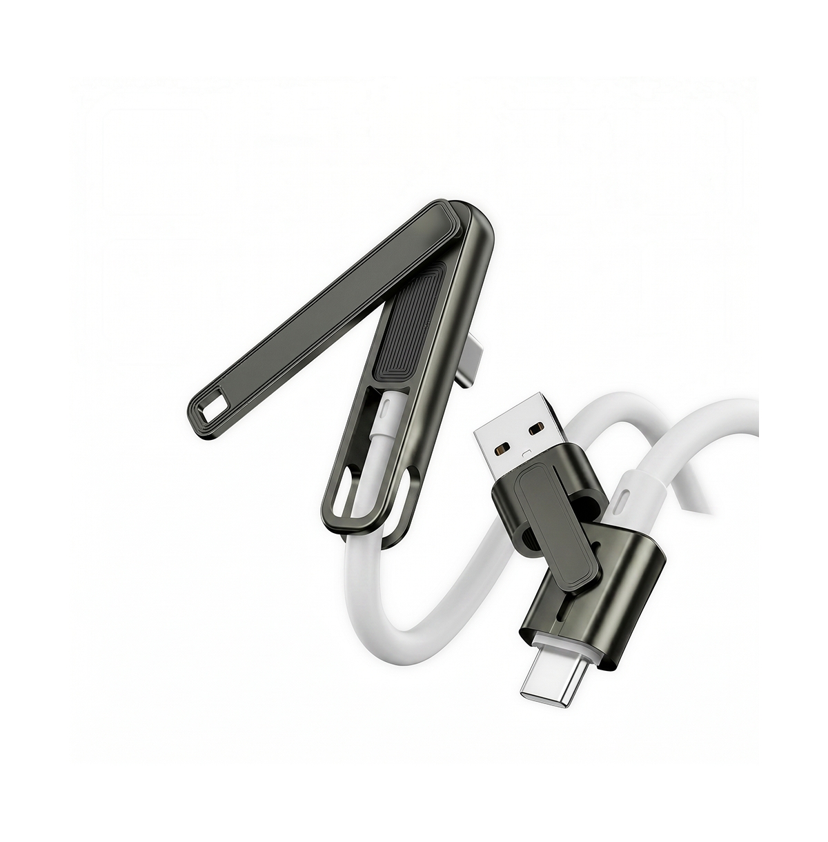 Artudatech 100W Fast-Charging Cable with Foldable Stand, Liquid-Silicone, Compatible with iPhone, Samsung, and Android