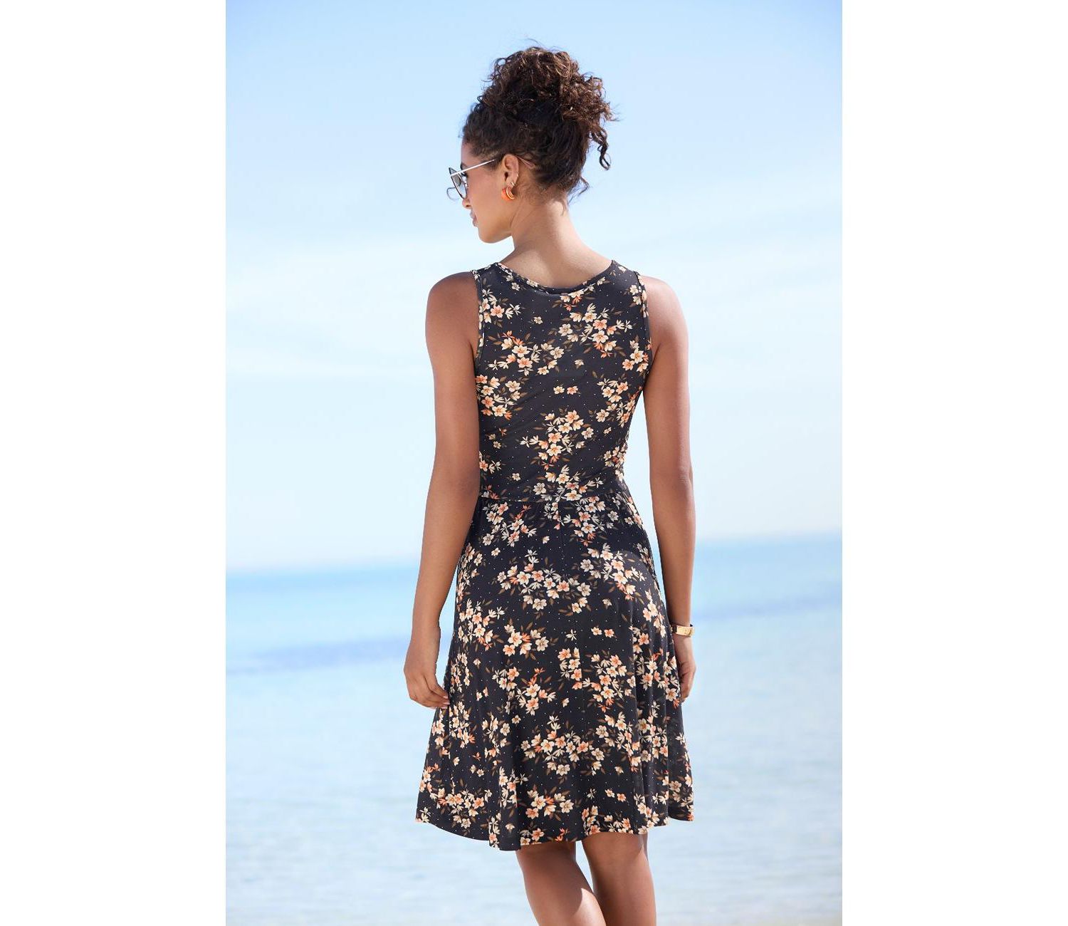Women's Floral-Print A-Line Scoop Neck Dress