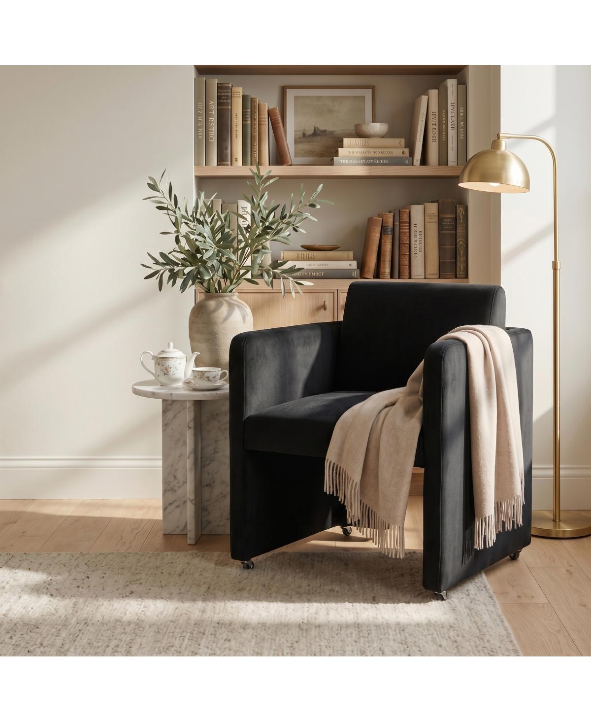 Streamdale Furniture Modern Upholstered Velvet Barrel Dining Chair with Arms