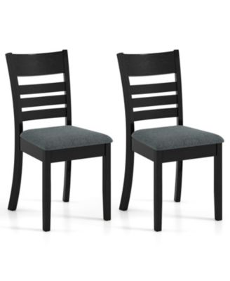 Wooden Dining Chairs Set of 2 Upholstered Kitchen Chairs with Rubber Wood Frame