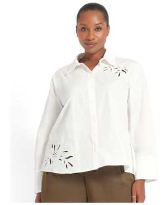 Plus Size Kalani Relaxed-Fit Embroidered Cotton Shirt