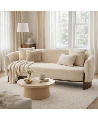 81 in. Curved Boucle Sofa with Wooden Base