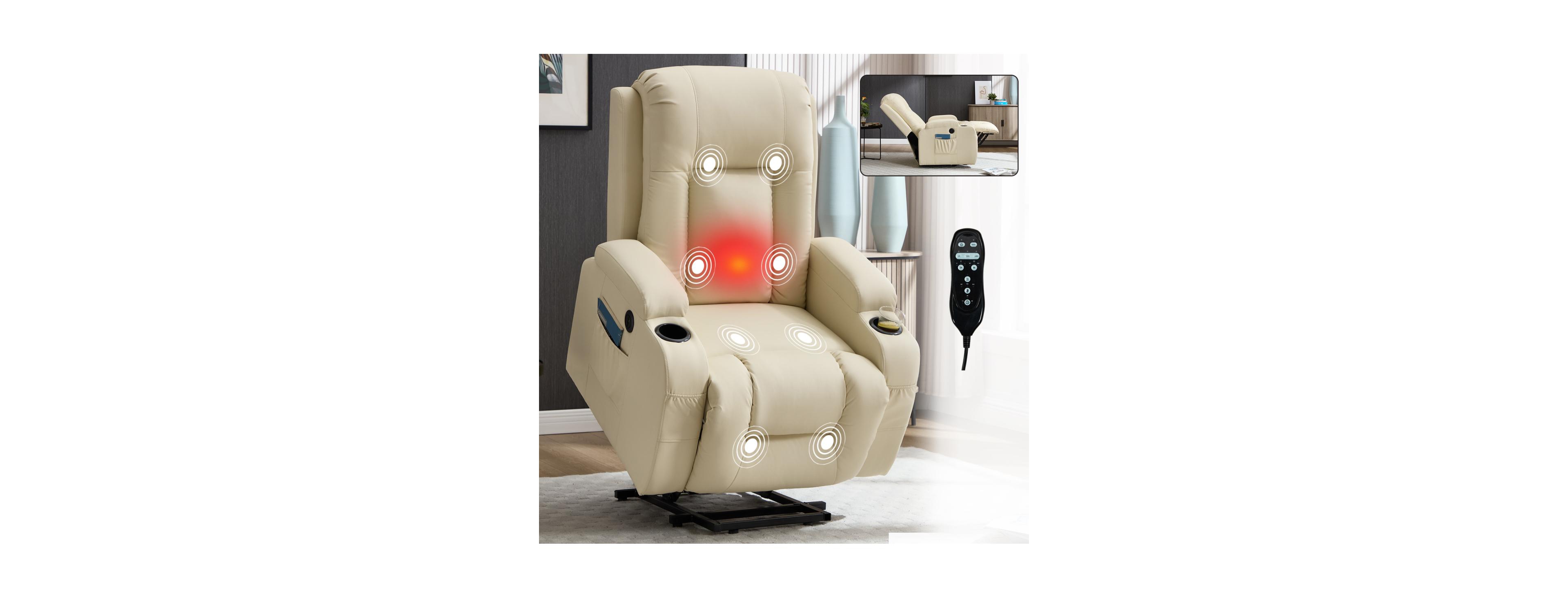 Streamdale Furniture Heavy-Duty Power Lift Recliner with Massage, Heating, and Usb