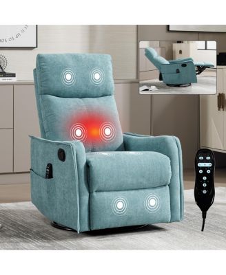 Fabric Heat Massage Swivel Rocker Recliner