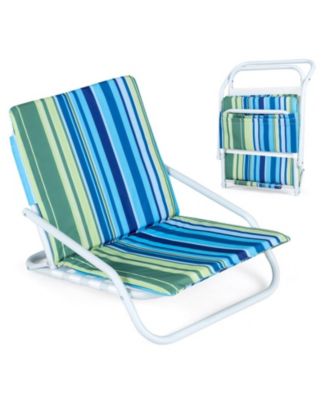 Set of 2 Folding Beach Chairs with Sponge Padded Seat for Camping