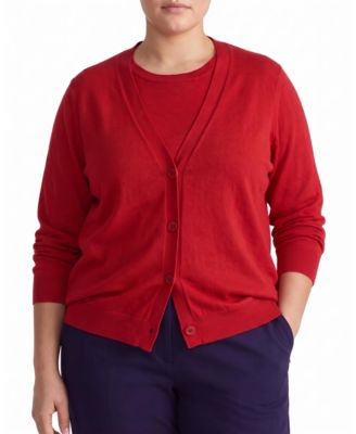 Plus Size Savvy V-Neck Fine-Gauge Knit Cardigan