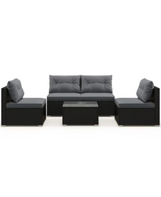 5 Piece Outdoor Patio Furniture Set with Cushions and Coffee Table