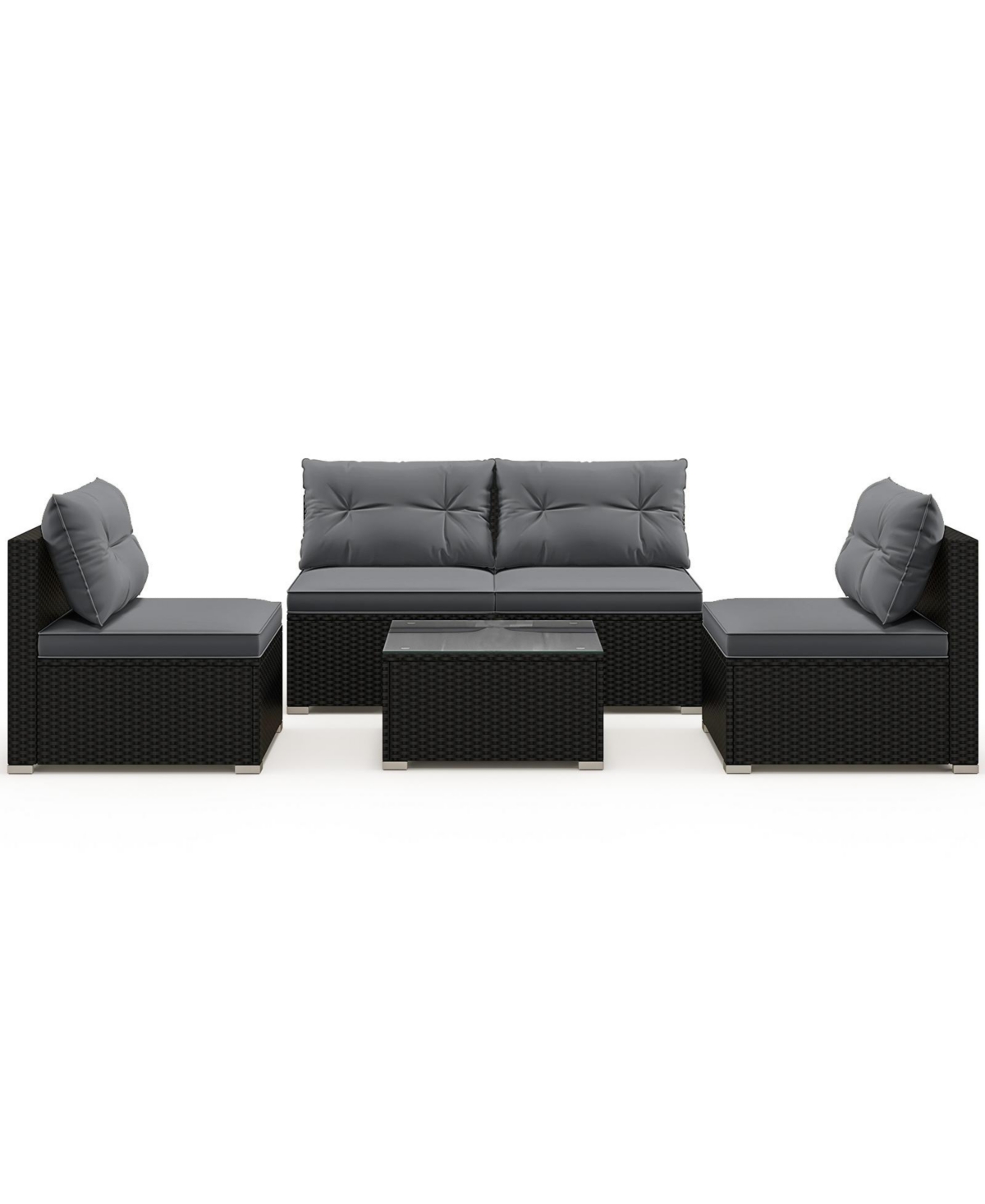 Slickblue 5 Piece Outdoor Patio Furniture Set with Cushions and Coffee Table